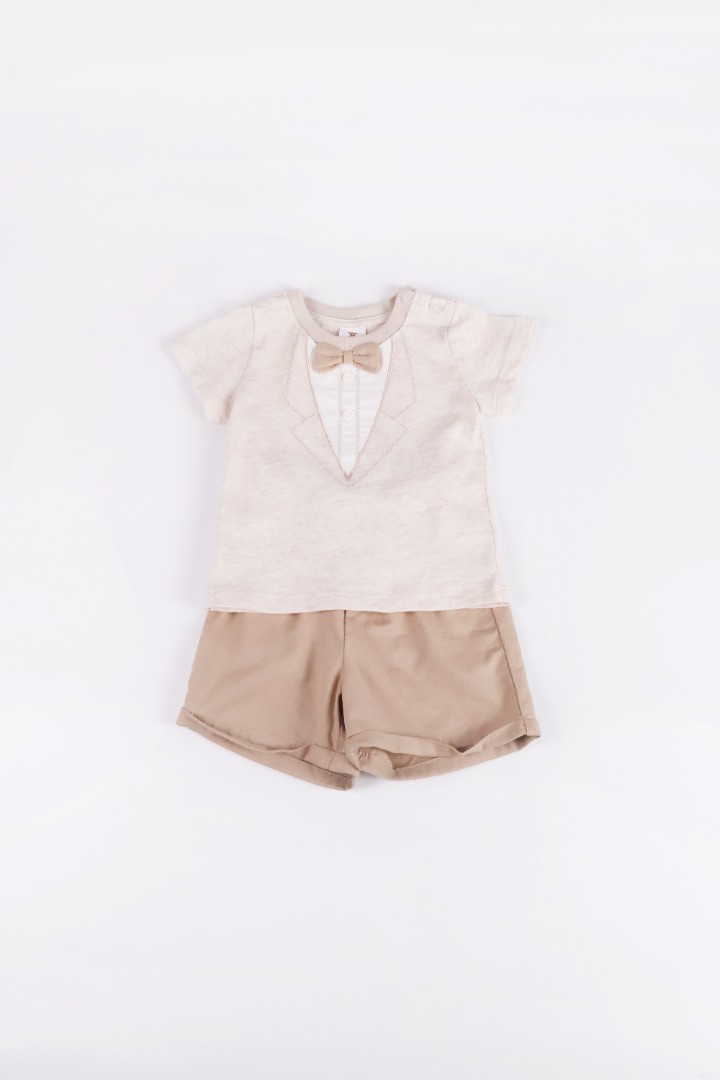 Bow-Tie T-Shirt with Short Suit Set