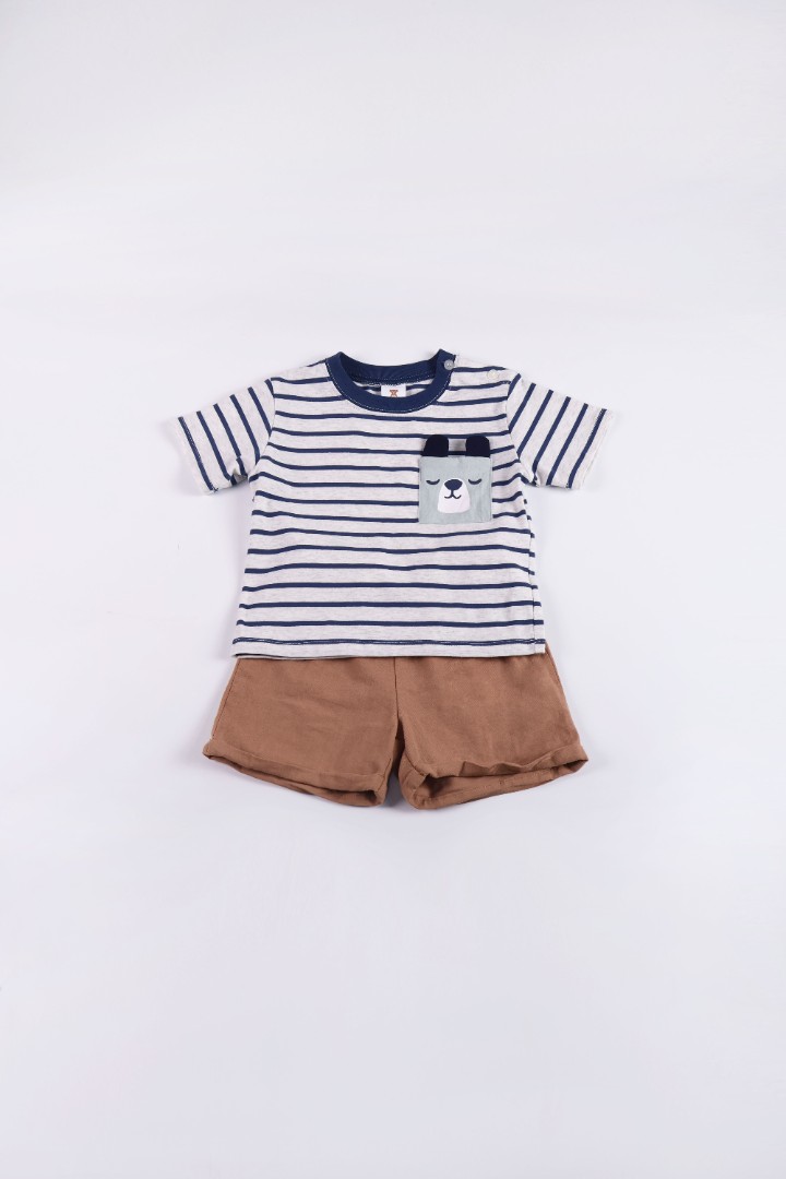 Striped T-Shirt with Short Suit Set