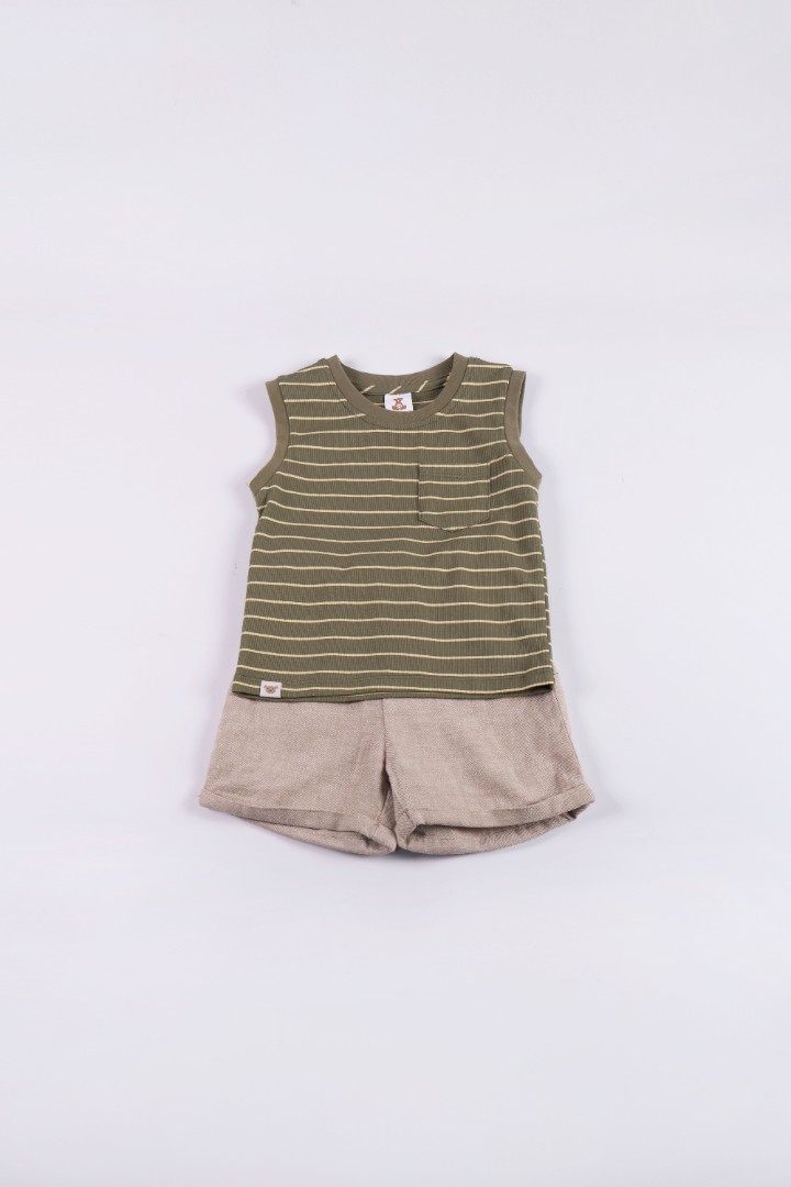 Sleeveless T-Shirt with Short Suit Set