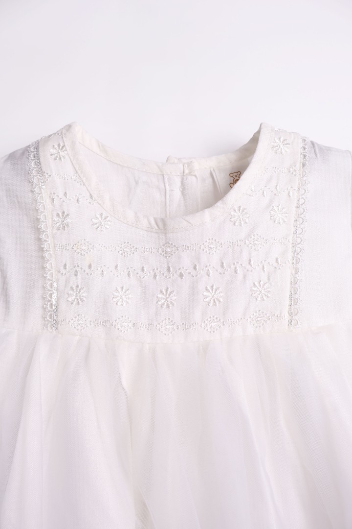 Embroidered Romper with Tulle