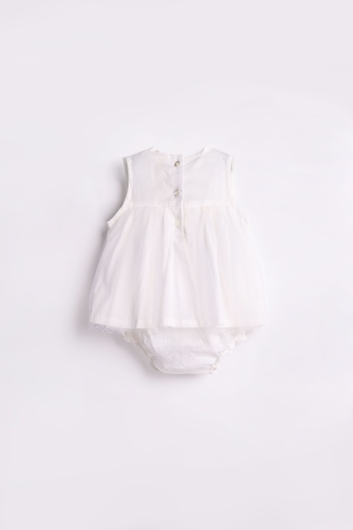 Embroidered Romper with Tulle