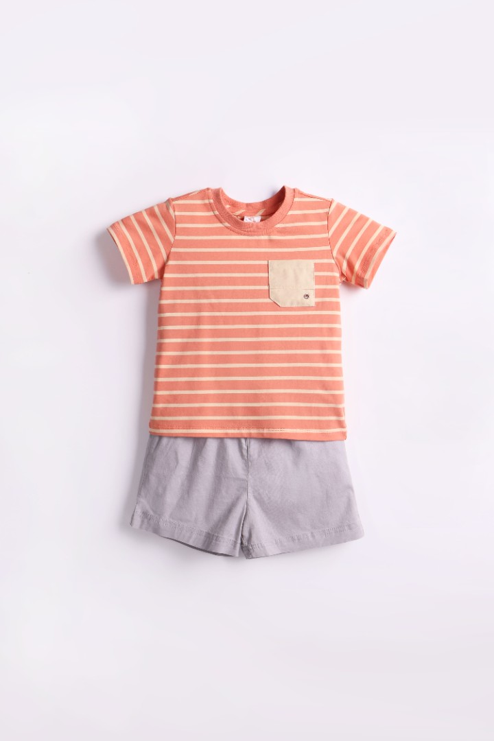 Striped T-Shirt with Short Suit Set