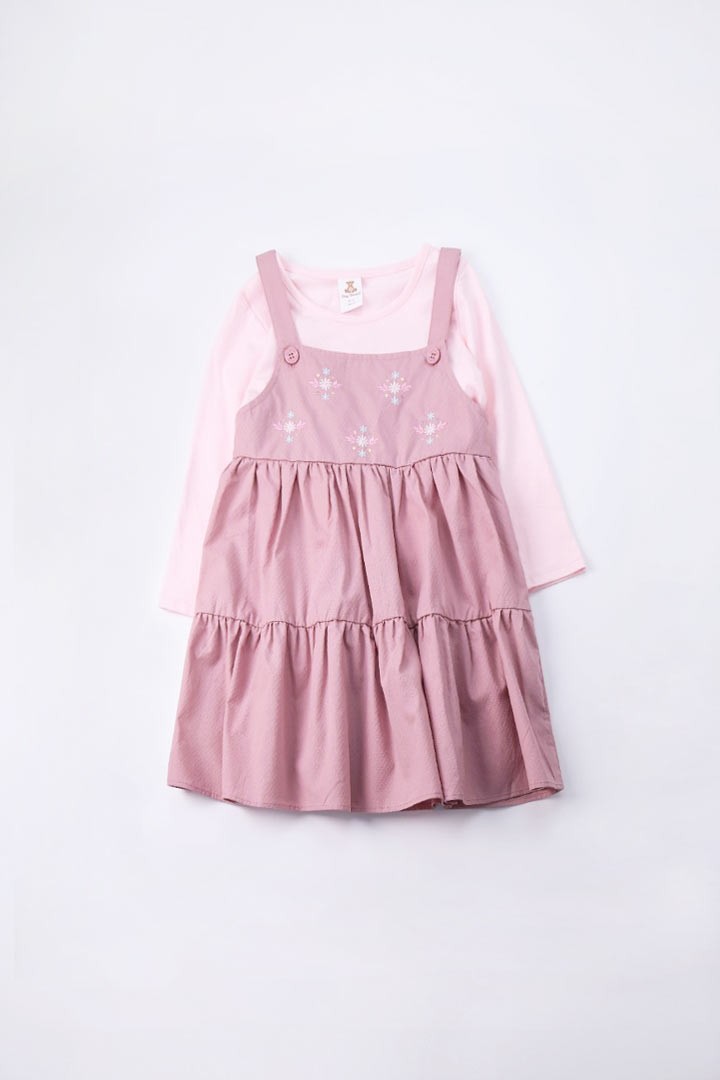 Dungaree Dress with Embroidery