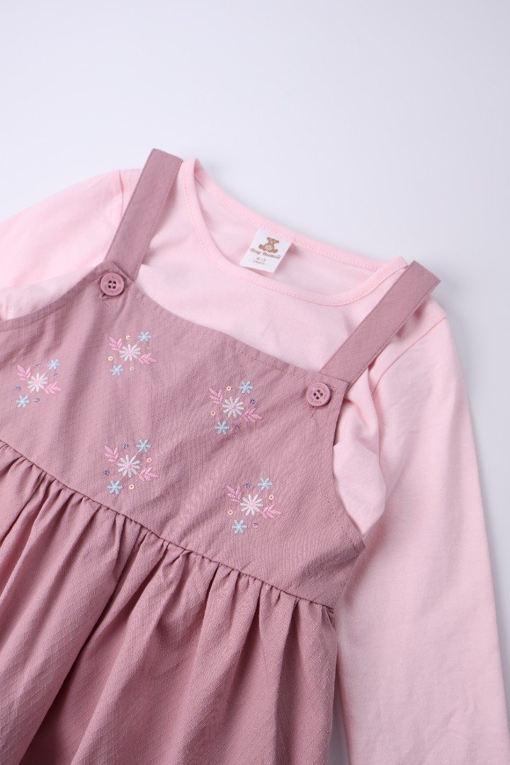 Dungaree Dress with Embroidery