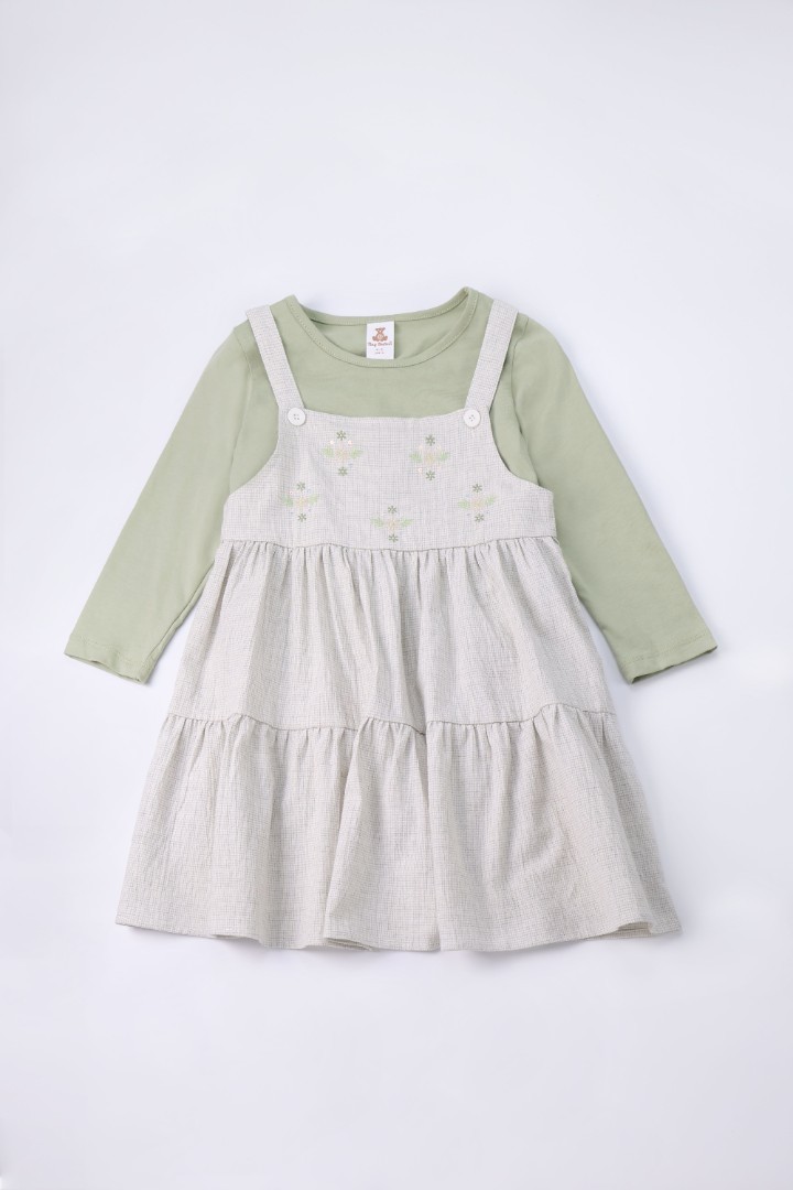 Dungaree Dress with Embroidery