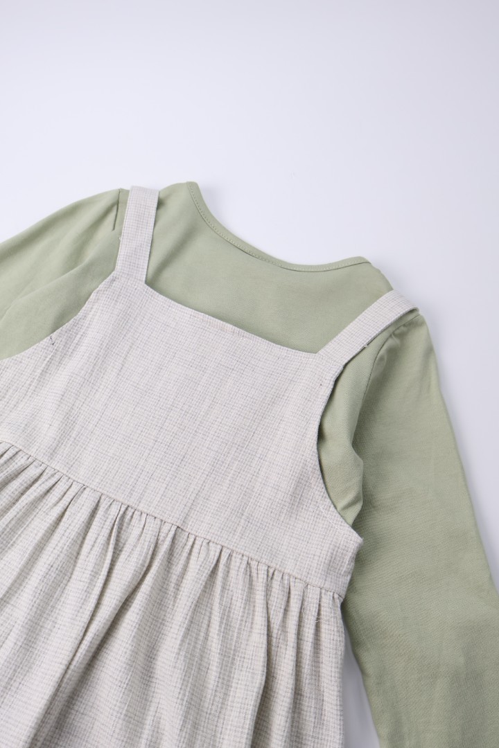 Dungaree Dress with Embroidery