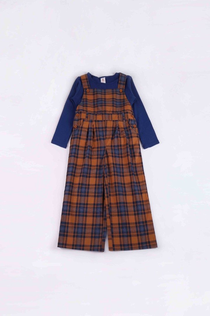 Checkered Dungaree Set