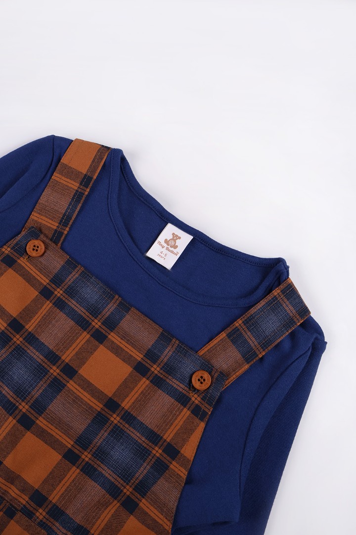 Checkered Dungaree Set