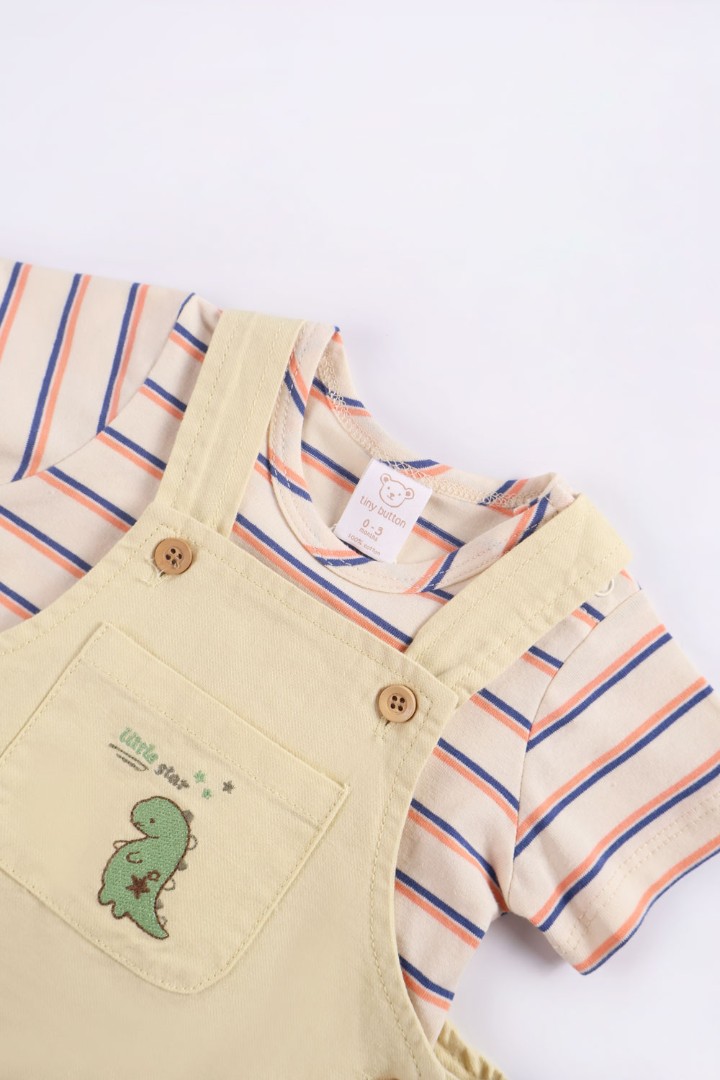 Embroidered Dungaree Set