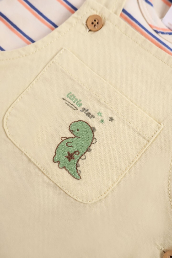 Embroidered Dungaree Set