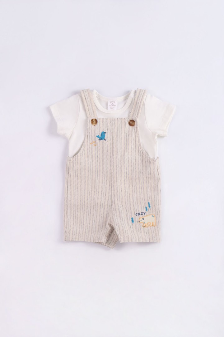 Embroidered Dungaree Set