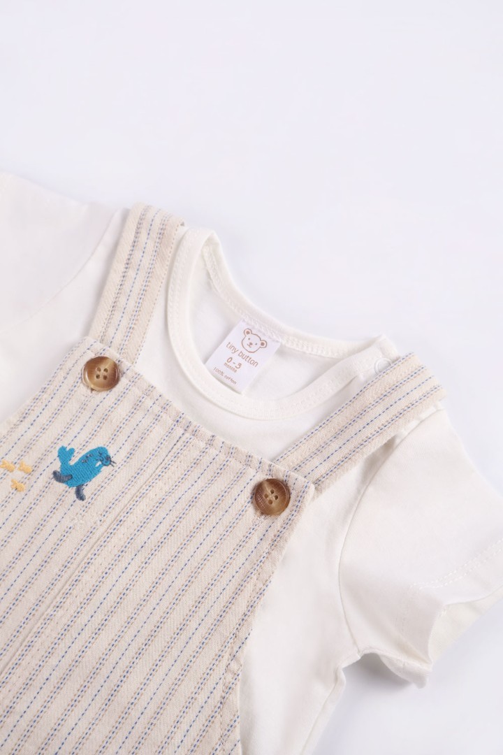 Embroidered Dungaree Set