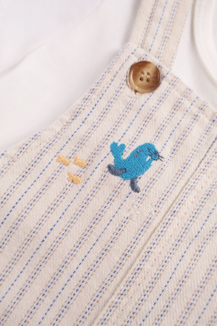 Embroidered Dungaree Set