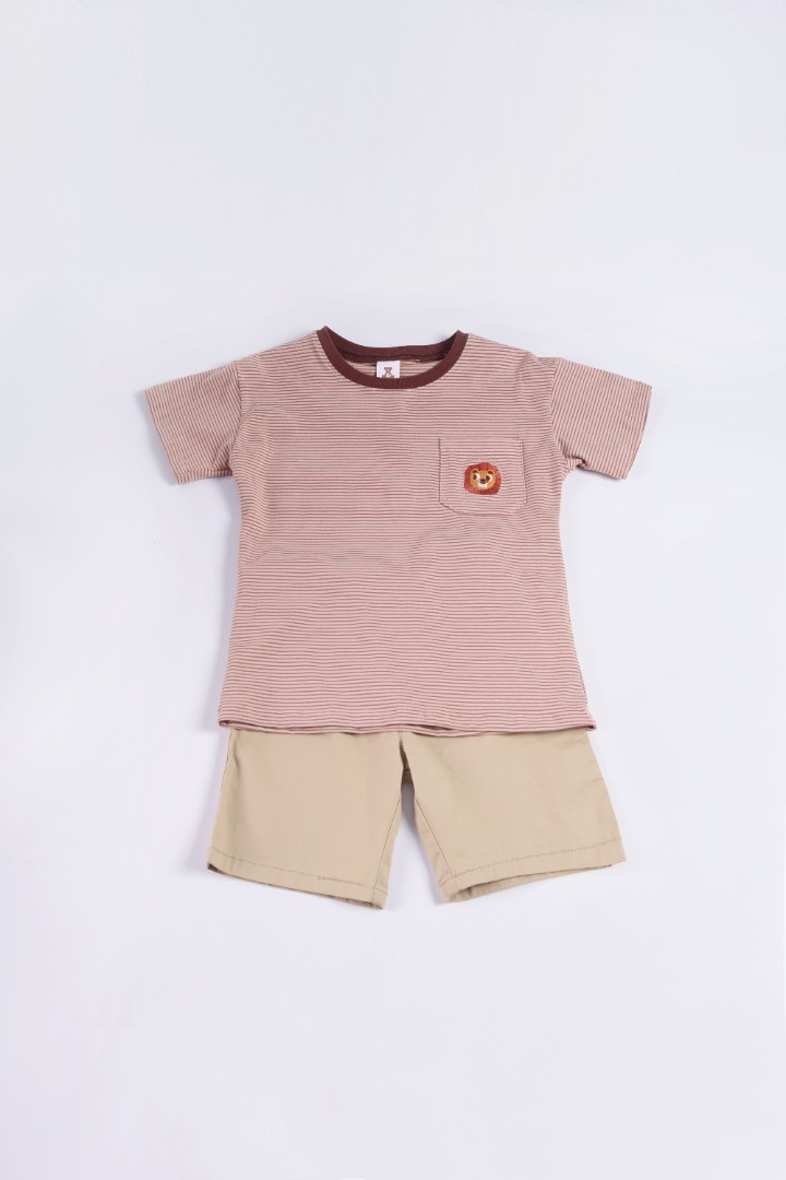 Embroidered T-Shirt with Short Suit Set