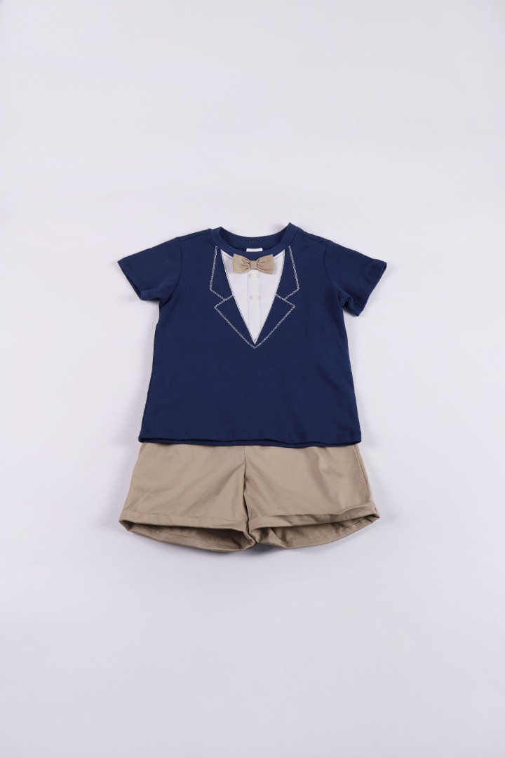 Bow-tie T-Shirt with Short Suit Set