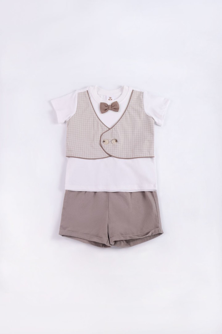 Bow-Tie T-Shirt with Short Suit Set