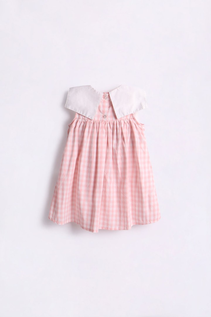 Checked Dress with Embroidery