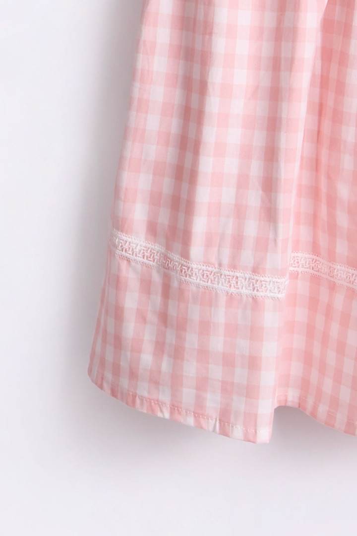 Checked Dress with Embroidery