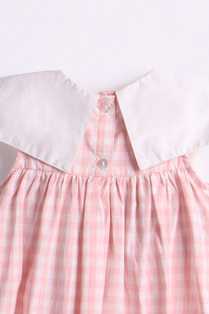 Checked Dress with Embroidery