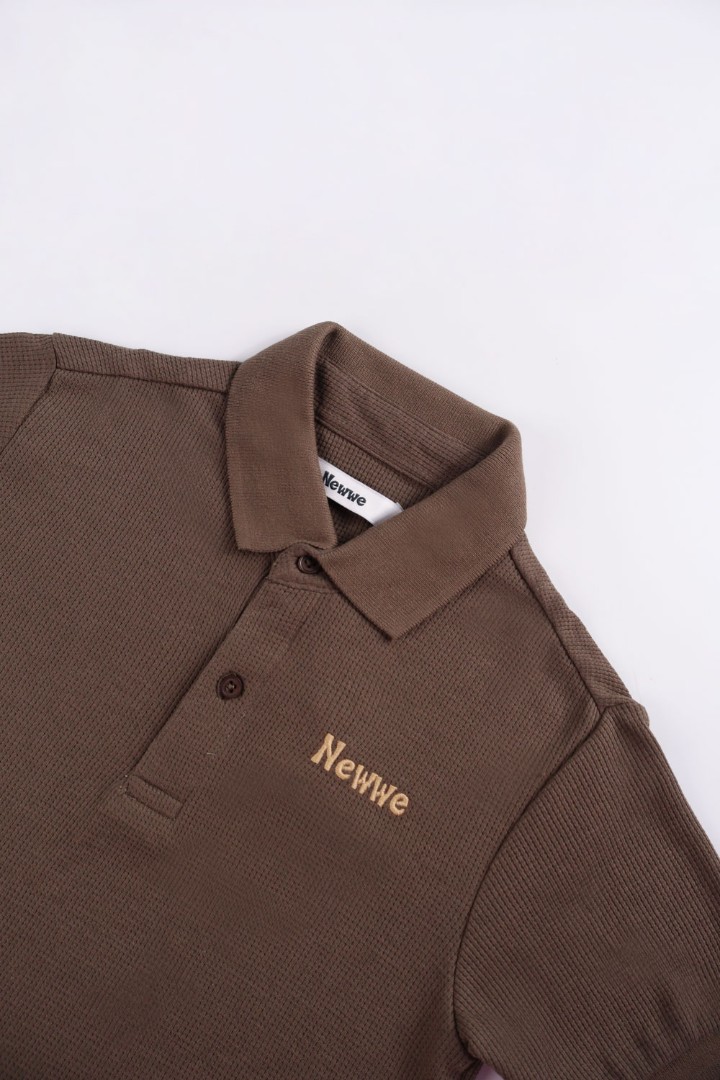 Waffle-Knit Polo Shirt